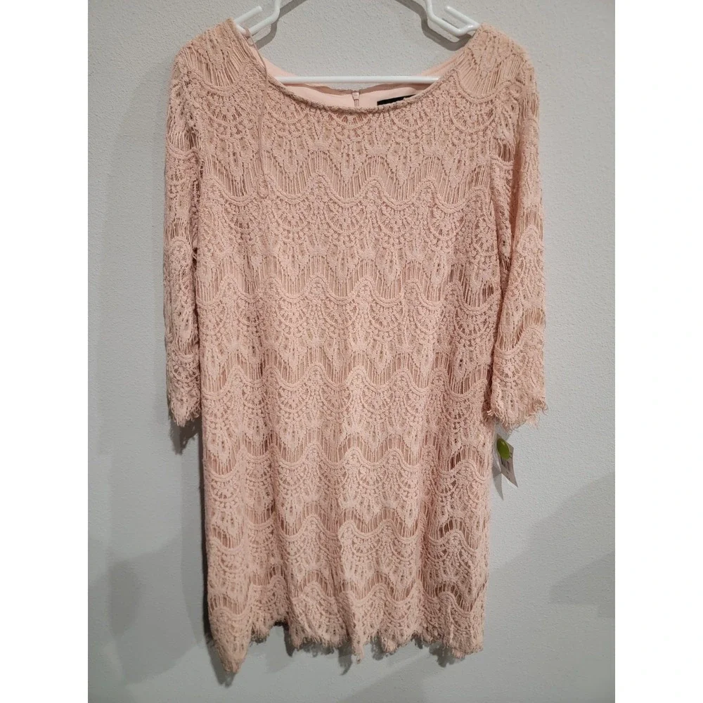 Ronni‎ Nicole Women's RN Studio 3/4 Sleeve Lace Dress Blush Pink Sz 18 NWT